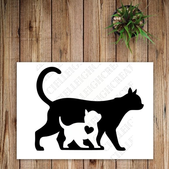 🌞2 for $20🌞 Mama and Baby Cat vinyl decal - Picture 1 of 3